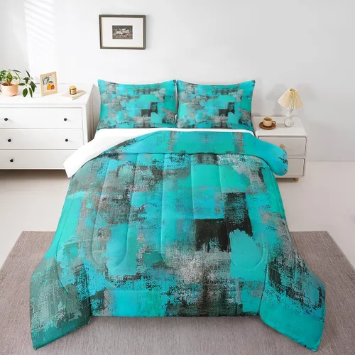 Miniatura 14 de Erosebridal Juego de edredón abstracto amarillo, tamaño King, juego de ropa de cama gris acuarela gris, teñido anudado, degradado, grunge, Ombre 29