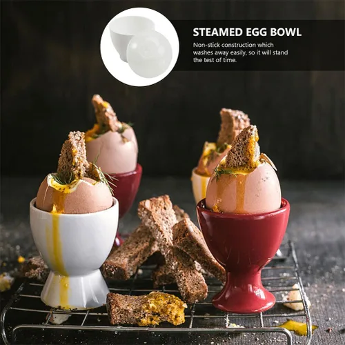 Miniatura 7 de Hemoton Tazas escalfadoras de huevos para microondas, paquete de 4 con tapas, 3.74 x 2.55 pulgadas, olla de huevos al vapor para desayuno rápido