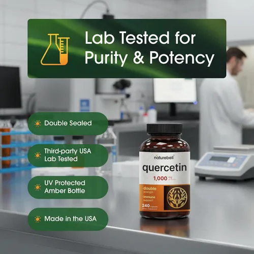 Miniatura 5 de NatureBell Quercetina 1000 mg por porción 240 cápsulas, suplemento de quercetina ultra fuerte Bioflavonoides para un apoyo inmunológico