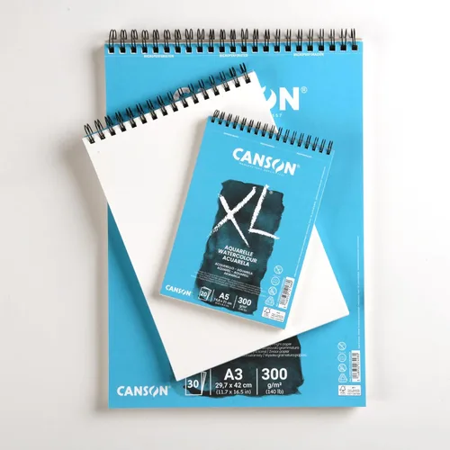 Miniatura 3 de CANSON XL Papel de acuarela 300 g/m² A5, prensado en frío, bloc espiral lado corto, 30 hojas blancas, ideal para artistas profesionales