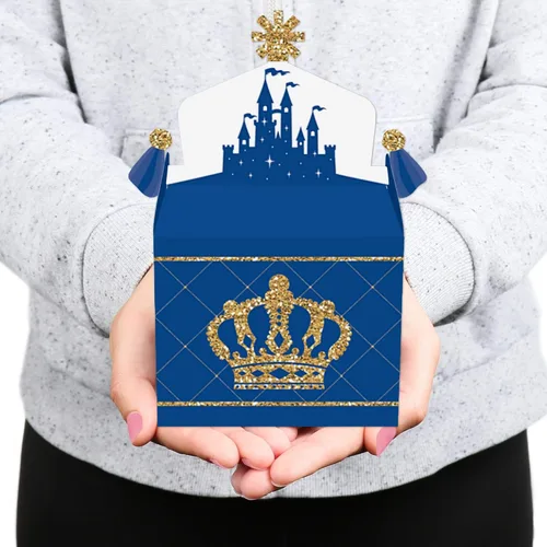 Miniatura 7 de Big Dot of Happiness Royal Prince Charming – Caja de regalo para fiestas – Baby Shower o fiesta de cumpleaños – Cajas de regalo – Juego de 12