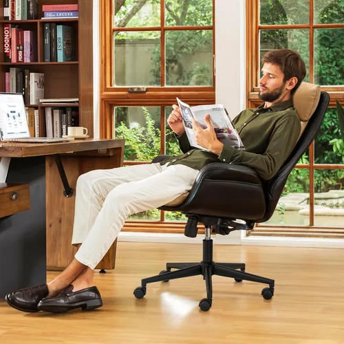 Miniatura 4 de Glitzhome Silla de oficina de respaldo alto, moderna silla giratoria ergonómica de oficina, silla de escritorio ajustable para oficina en casa