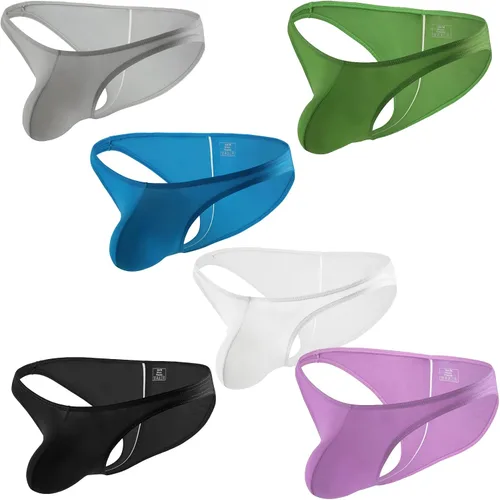 Miniatura 6 de Ropa interior para hombre de cintura baja de seda de hielo para hombre, bikini translúcido