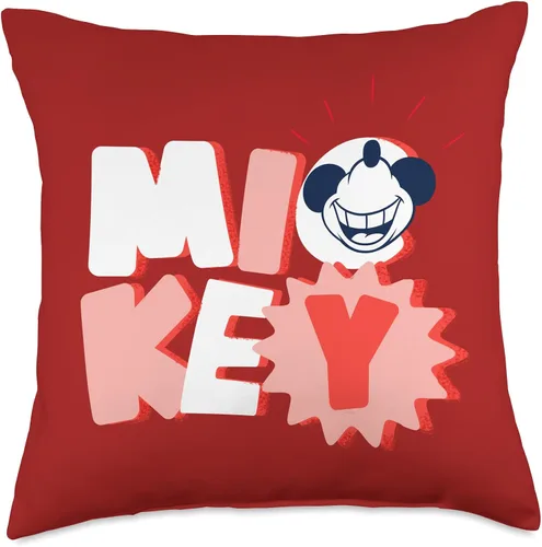 Miniatura 5 de Disney Mickey Mouse All Smiles - Almohada roja, 16 x 16 pulgadas, multicolor