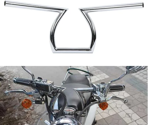 TCMT Manillar de Arrastre Cromado Compatible con Todas las Motocicletas de Barra Z de 1 Pulgada Honda Yamaha Suzuki Kawasaki Triumph BSA Indian