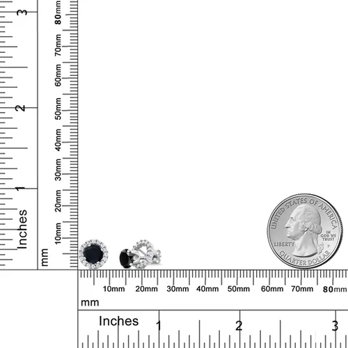 Miniatura 6 de Gem Stone King Aretes redondos de plata de ley 925 de 0.236 in con piedra natal extraíble para mujer