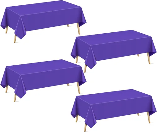 Miniatura 15 de Just Shimmer Mantel rectangular de 4 piezas, 54 x 72 pulgadas, color liso, impermeable y a prueba de derrames, mantel de fiesta duradero
