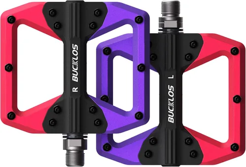 Miniatura 15 de BUCKLOS Pedales planos MTB para bicicleta de montaña, pedales de bicicleta de carretera CNC para adultos con 3 rodamientos, pedal de plataforma
