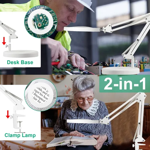 Miniatura 6 de Lámpara de lupa 10X con luz y soporte, lámpara de lupa LED 2 en 1, lupa con luz de 3 colores y atenuación sin escalones, lámpara de lupa de vidrio