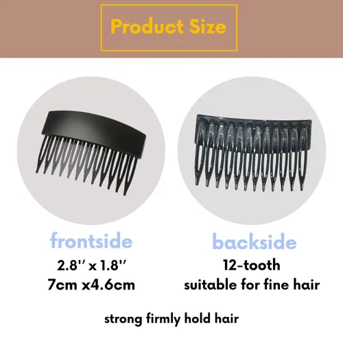 Miniatura 4 de 3 peines laterales para cabello de mujer, 12 dientes de sujeción fuerte, peines laterales decorativos para niñas y mujeres