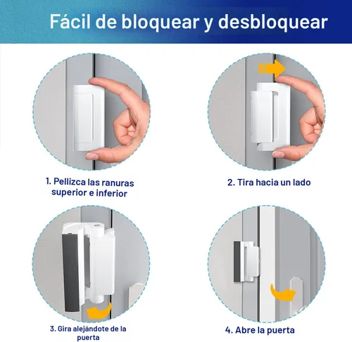 Miniatura 4 de La cerradura de refuerzo de puerta soporta 800 libras de fuerza, cerradura de puerta blanca a prueba extra para niños requiere perforación, evita