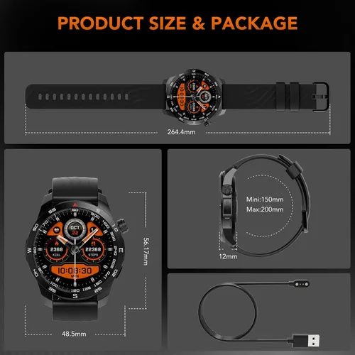 Miniatura 7 de SKG - Reloj inteligente para hombres y mujeres, reloj inteligente integrado con GPS de 1.43 pulgadas con más de 100 barómetros de magnetómetro