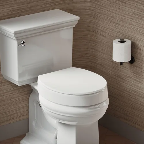Miniatura 3 de KOHLER 25876-0 Hyten Asiento de inodoro redondo de cierre suave elevado de 3 pulgadas de altura, asiento contorneado con parachoques apretados