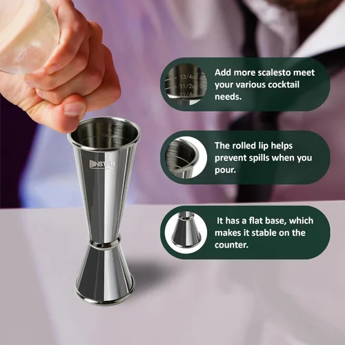 Miniatura 2 de Jigger profesional para bartending, jigger de cóctel japonés de alta calidad con 8 medidas en el interior, herramientas de medición de barra