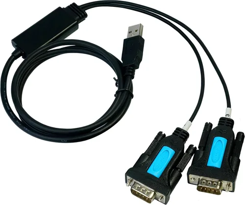 TECHTOO Cable USB a RS232 de 2 puertos USB a RS232, adaptador serial DB9, convertidor de 9 pines macho a macho con tornillos de pulgar (W/tornillos