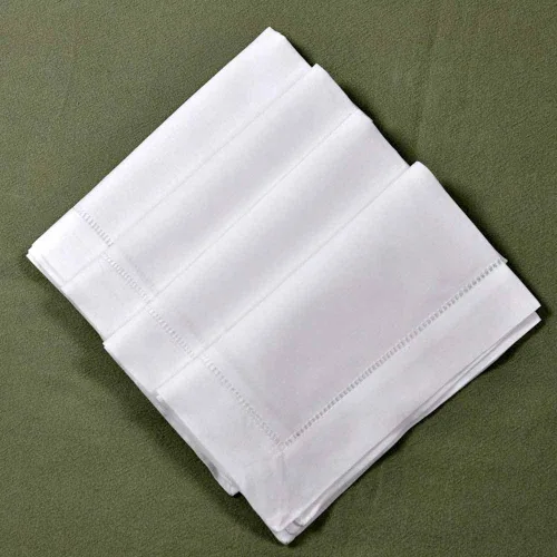 Miniatura 2 de Bumblebee Linens Servilletas de cena con dobladillo de mezcla de algodón de lino blanco - Juego de 4 servilletas de tela con dobladillo de escalera