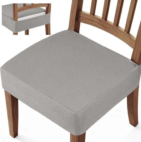 Miniatura 13 de Songrey Juego de 6 fundas de asiento impermeables para sillas de comedor, sin fundas para sillas traseras, elásticas, extraíbles y lavables