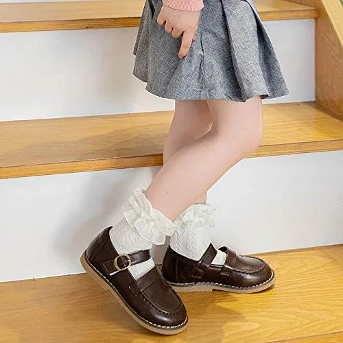 Miniatura 4 de 5 pares de calcetines de algodón con volantes de encaje para niñas y niños pequeños