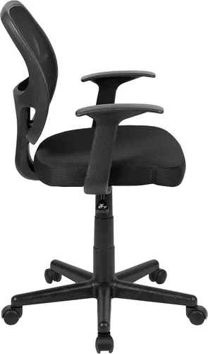 Miniatura 6 de Flash Furniture Flash Fundamentals Silla de oficina ergonómica giratoria de malla negra con brazos Negro