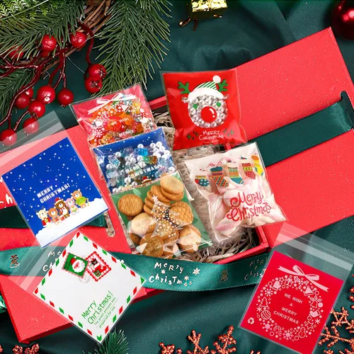 Miniatura 4 de FEBSNOW 450 bolsas de dulces de Navidad, bolsas autoadhesivas de celofán, bolsas de plástico para galletas para Navidad, fiestas, regalos