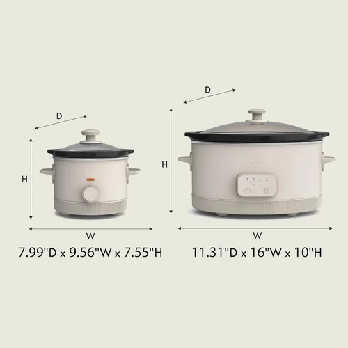 Miniatura 8 de BELLA Olla de cocción lenta de 1.5 cuartos de galón + olla de cocción lenta programable de 6 cuartos de galón, revestimiento antiadherente