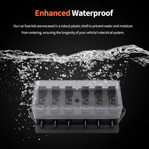 Miniatura 5 de HiSport Bloque de Fusibles de 6 Vías Caja de Fusibles de Cuchilla 12V 24V Impermeable Portafusibles con Bus Negativo ATC/ATO Adecuado para Marina