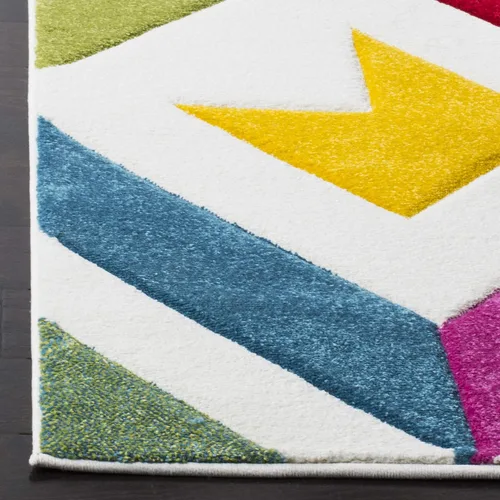 Miniatura 3 de SAFAVIEH Hollywood Collection - Alfombra de pasillo, 2 pies 3 pulgadas x 6 pies, color marfil y rosa, diseño moderno de mediados de siglo,