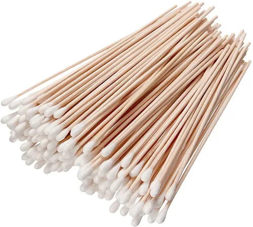 200 hisopos de algodón extra largos de 6 pulgadas con asas de madera, aplicadores largos de punta de algodón para limpieza de precisión,