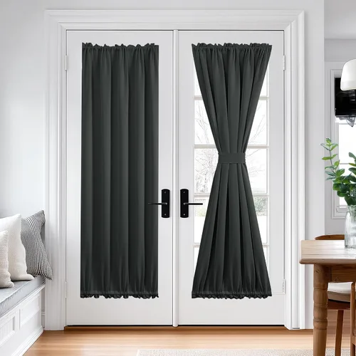 Miniatura 34 de Cortina térmica para puerta con bolsillo para barra, opacas, tratamiento de ventanas con ojales y ojales Deconovo 1 panel