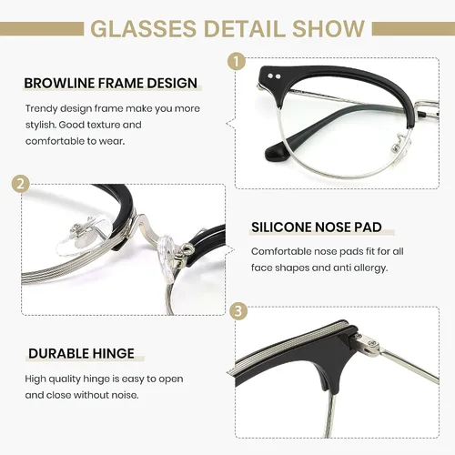 Miniatura 6 de Cyxus Cat Eye 99% Blue Light Blocking Glasses for Women, TR90 and Metal Retro Round Frame Computer Use Eyeglasses 8019