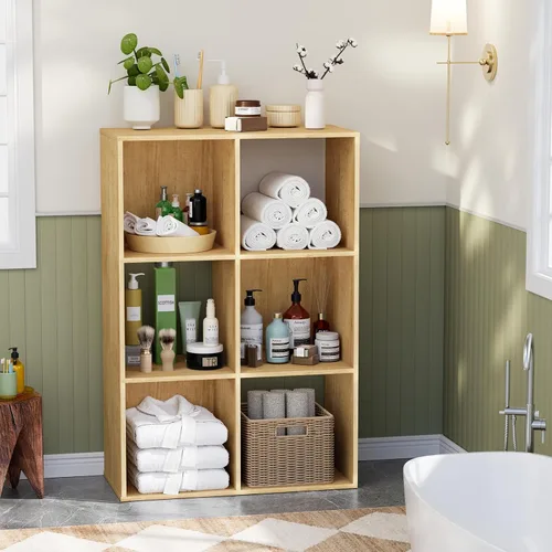 Miniatura 9 de Organizador de almacenamiento con panel trasero cerrado, estantes de madera de 13.5 pulgadas para cubículos, resistente, estantería para sala