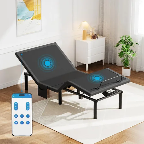 Miniatura 11 de Pipishell - Somier ajustable individual XL con masaje, base de cama eléctrica con inclinación de la cabecera y las patas, puertos USB-A y USB-C