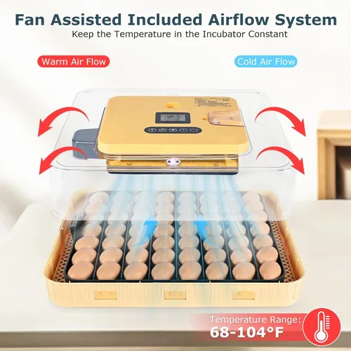 Miniatura 2 de Incubadoras para incubar huevos, incubadora de 56 huevos con ovoscopio, volteador automático de huevos, control de temperatura y humedad, día