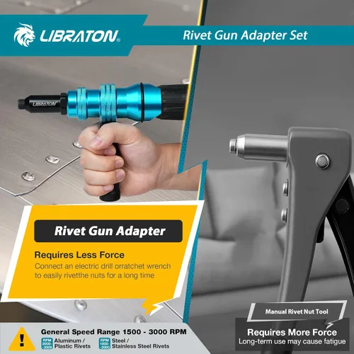Miniatura 8 de LIBRATON Adaptador de pistola de remache, adaptador de pistola de remache para taladro eléctrico, accesorio de taladro de remache, para taladro