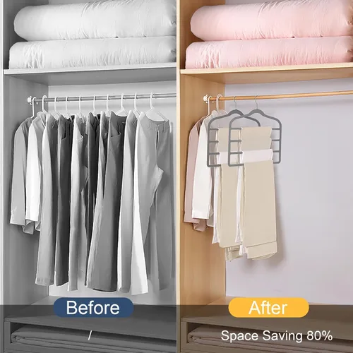 Miniatura 5 de Tinfol Perchas de terciopelo gris para pantalones que ahorran espacio, 4 perchas antideslizantes para pantalones, perchas para pantalones