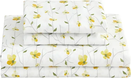 Miniatura 32 de Softan Sábanas de flores naranjas para cama de tamaño King, sábanas estampadas con estampado floral – Sábanas bajeras de microfibra suave