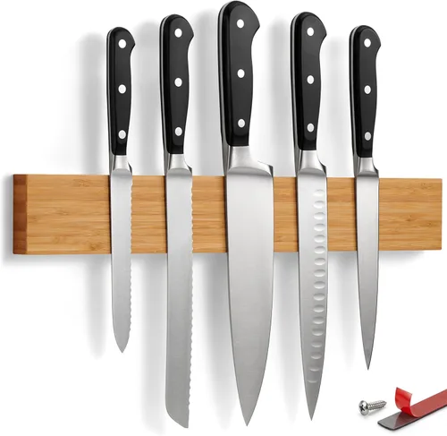 Miniatura 7 de LARHN Soporte magnético para cuchillos de pared, 16 pulgadas, potente tira magnética para cuchillos, utensilios y herramientas, no compatible