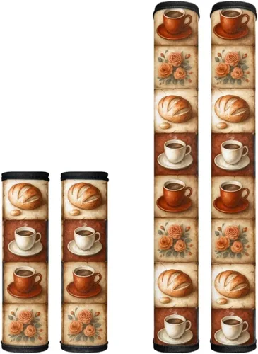 Miniatura 24 de Juego de 4 fundas protectoras de repuesto para manija de puerta de refrigerador con temática de té de la tarde para microondas, horno, refrigerador