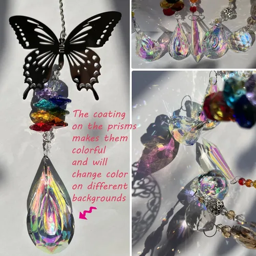 Miniatura 3 de Atrapasoles de cristal con prismas para ventana colgante, decoración de arco iris para interiores, búho, colibrí, mariposa, prisma, regalo, paquete