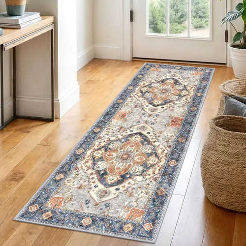 Miniatura 84 de SIILOOM Alfombra lavable de 2 x 3 pies, alfombra suave color taupe ceniza para entrada, tapete antideslizante para puerta de interior, tapete