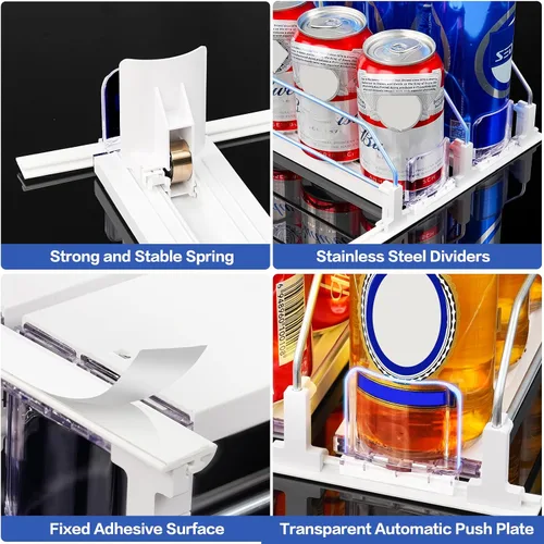 Miniatura 4 de Organizador de bebidas para mini refrigerador, dispensador automático de bebidas para refrigerador, organizador de latas de soda para bebidas