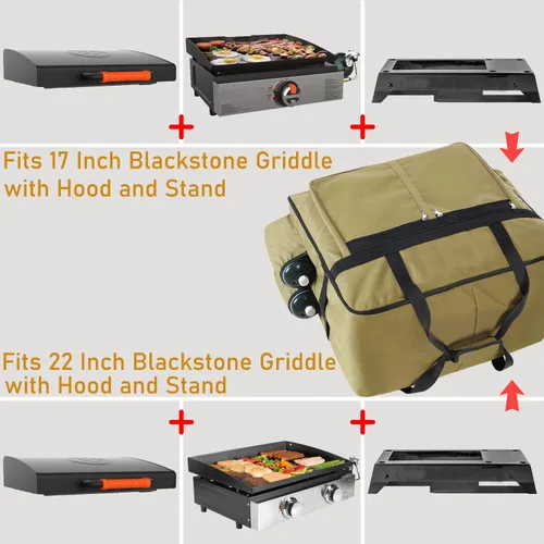 Miniatura 5 de EUTRKei Funda para parrilla Blackstone de 22 pulgadas, accesorios para bolsa de transporte de parrilla de 17 pulgadas, acomodada con capucha