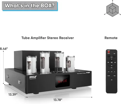 Miniatura 7 de Pyle Receptor Amplificador Bluetooth de Tubo - 500W Amplificador de Potencia de Tubo al Vacío Hi-Fi para Teatro en Casa Audio de Escritorio Estéreo
