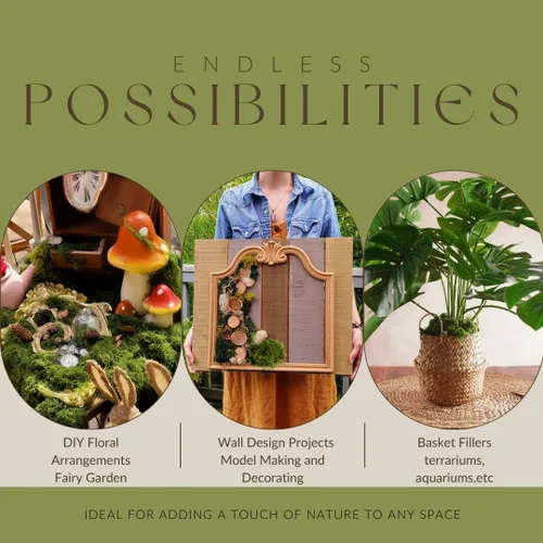 Miniatura 7 de USMOLA Musgo verde falso de 16 onzas para manualidades, musgo artificial para decoración de plantas en maceta, musgo a granel para uso en interiores