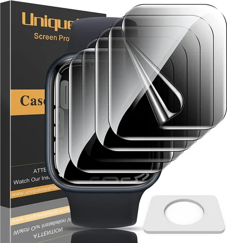 UniqueMe Paquete de 6 protectores de pantalla de privacidad de TPU compatibles con Apple Watch de 1.575 pulgadas, película flexible mejorada,
