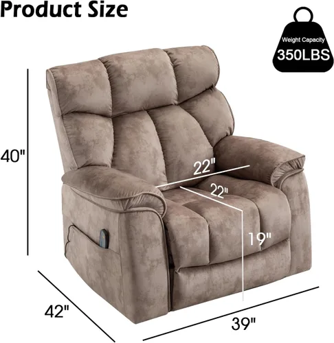 Miniatura 2 de INZOY Sillón Reclinable Balancín de Gran Tamaño con Calor y Vibración, Silla Reclinable Mecedora Giratoria Manual con Masaje Vibratorio, Sillón