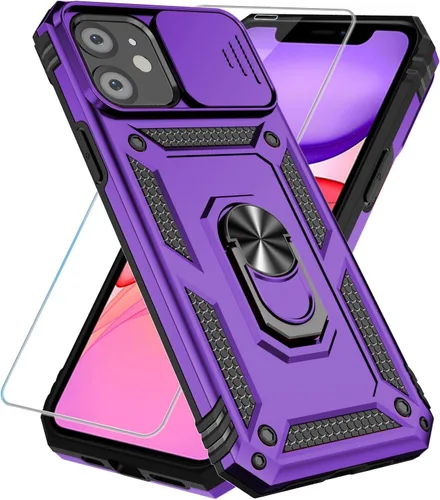Miniatura 29 de SunStory Funda compatible con iPhone 11 Pro Max con protector de pantalla HD, cubierta de cámara deslizante y soporte de anillo giratorio