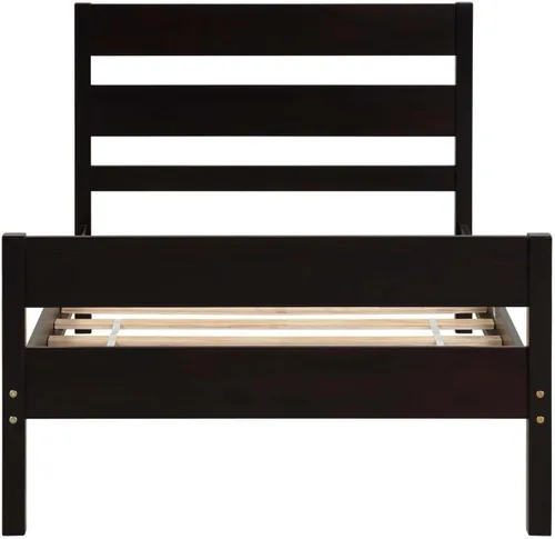 Miniatura 9 de Base de cama de plataforma de madera de tamaño individual con cabecera y estribo de estilo moderno, marco de cama de madera con patas de soporte