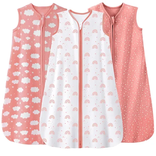 Unnivoll - Saco de dormir para bebé de 18 a 24 meses, paquete de 3 unidades, 100 % de algodón, ligero, con un TOG de 0.5, manta portátil para bebé,
