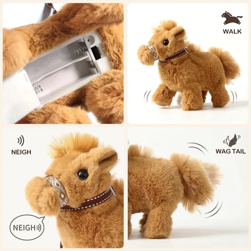 Miniatura 3 de Toylink Caballo de peluche para niños, juguete electrónico interactivo de peluche con hacer sonido/caminar/mover la cola, regalos de cumpleaños